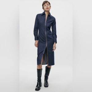 NWT ZARA ZIPPERED DENIM DRESS ZW COLLECTION